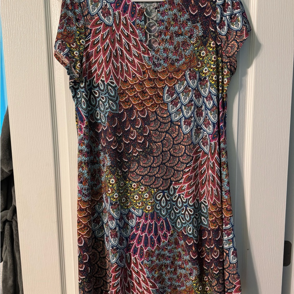 Vibrant Purple and Pink Casual Midi Dress with Flutter Sleeves